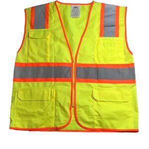 Yellow Highlighter Hi Visibility Safety Vest Reflective Silver Stripes Medium